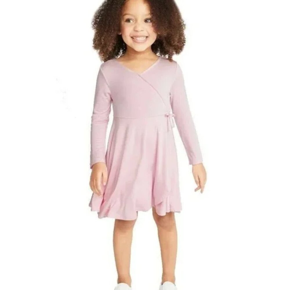 NEW Old Navy long sleeve faux wrap Swing Twirl Skater Solid Pastel Dress 3 NWT